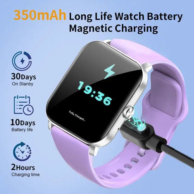 Alt view image 6 of 7 - Smart Watch, Smartwatches for Men Women, 1.85" HD Fitness Tracker (Answer/Make Calls), 120+ Sport Modes, Heart Rate/Sleep Monitor, IP68 Waterproof Fitness Watch, Smartwatch for Android iOS (Purple)