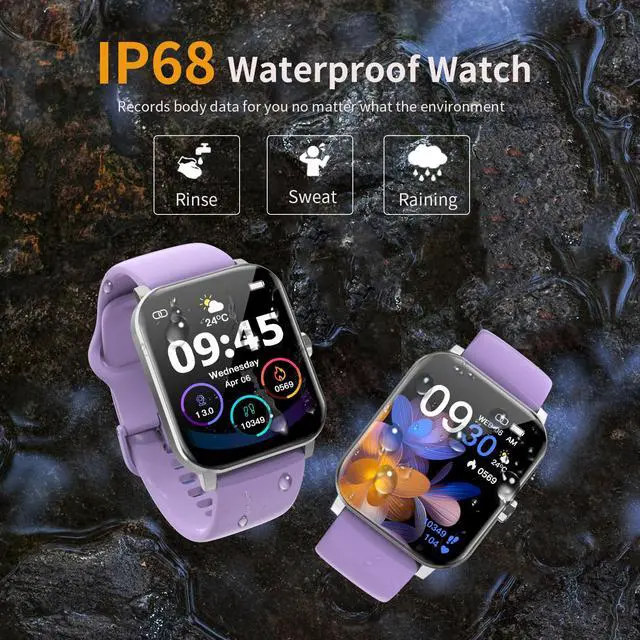 Alt view image 7 of 7 - Smart Watch, Smartwatches for Men Women, 1.85" HD Fitness Tracker (Answer/Make Calls), 120+ Sport Modes, Heart Rate/Sleep Monitor, IP68 Waterproof Fitness Watch, Smartwatch for Android iOS (Purple)