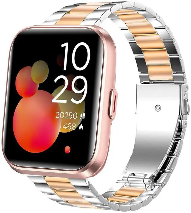 Main image of Quick Release Stainless Steel Metal Replacement Straps - Compatible with Quican, aeac, WMK, Fitpolo ID208 Plus 1.8 Inches Smart Watch Bands
