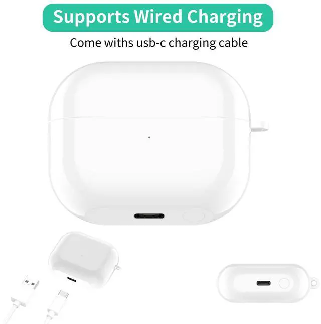 Alt view image 3 of 7 - Charging Case Inended for Samsung Galaxy Buds 3 Pro,Replacement Charger Station with USB C Cable Wired Earbuds Charger Case Dock Stand Cradle Cover (White)