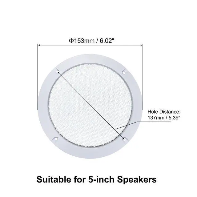 Alt view image 2 of 4 - 2pcs 5" Mounting Hole Diagonal Distance Speaker Grill Mesh | Decorative Circle Woofer Guard Protector Cover White