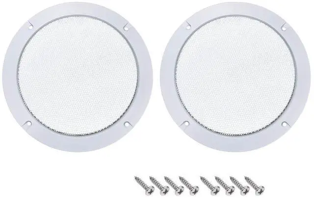 Main image of 2pcs 5" Mounting Hole Diagonal Distance Speaker Grill Mesh | Decorative Circle Woofer Guard Protector Cover White