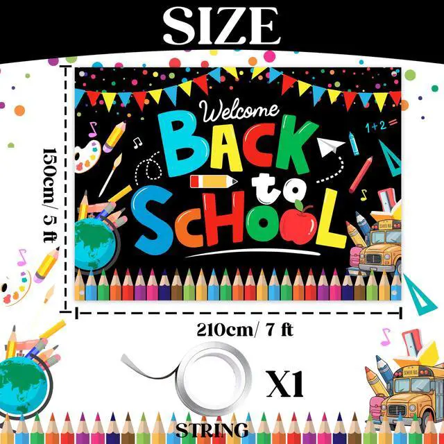 Alt view image 2 of 7 - Welcome Back to School Backdrop 7x5ft Happy 1st Day of School Party Photo Booth Props Decor Sign
