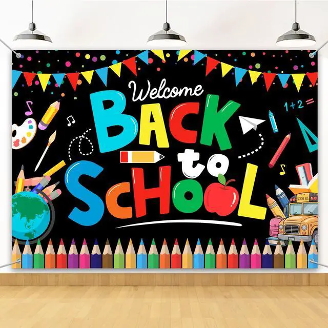 Main image of Welcome Back to School Backdrop 7x5ft Happy 1st Day of School Party Photo Booth Props Decor Sign