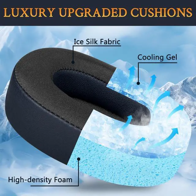 Alt view image 4 of 6 - Cooling Gel Replacement Earpads for JBL E55BT(E55 BT) Over-Ear Wireless Headphones, Ear Pads Cushions with Noise Isolation Foam - Navy Blue