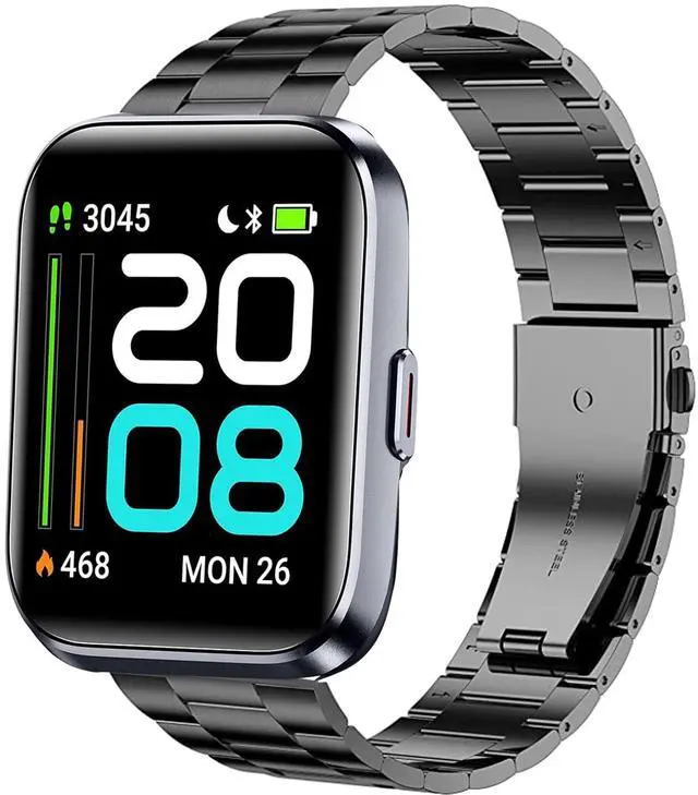 Main image of Quick Release Stainless Steel Metal Replacement Straps - Compatible with Quican, aeac, WMK, Fitpolo ID208 Plus 1.8 Inches Smart Watch Bands