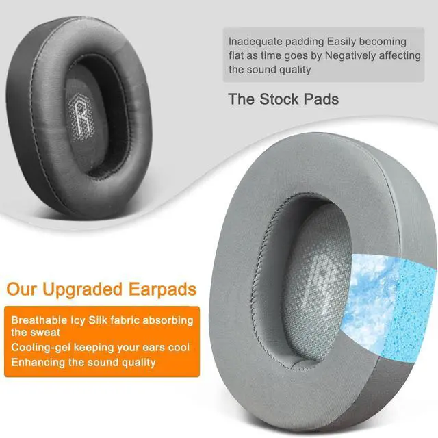 Alt view image 5 of 6 - Cooling Gel Replacement Earpads for JBL E55BT(E55 BT) Over-Ear Wireless Headphones, Ear Pads Cushions with Noise Isolation Foam - Grey