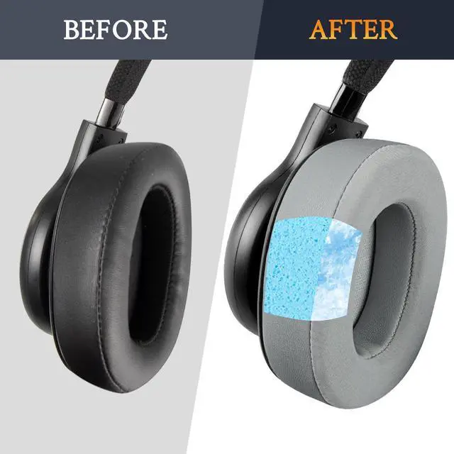 Alt view image 6 of 6 - Cooling Gel Replacement Earpads for JBL E55BT(E55 BT) Over-Ear Wireless Headphones, Ear Pads Cushions with Noise Isolation Foam - Grey