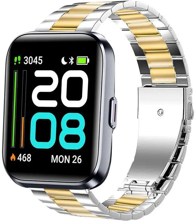 Main image of Quick Release Stainless Steel Metal Replacement Straps - Compatible with Quican, aeac, WMK, Fitpolo ID208 Plus 1.8 Inches Smart Watch Bands