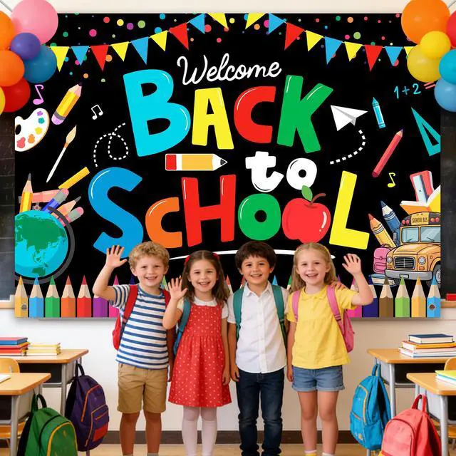 Alt view image 4 of 7 - Welcome Back to School Backdrop 7x5ft Happy 1st Day of School Party Photo Booth Props Decor Sign