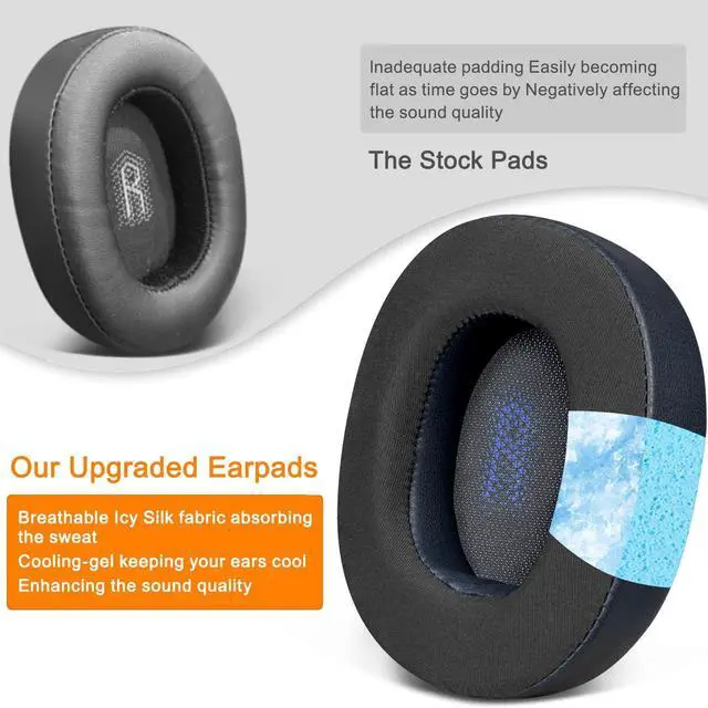 Alt view image 5 of 6 - Cooling Gel Replacement Earpads for JBL E55BT(E55 BT) Over-Ear Wireless Headphones, Ear Pads Cushions with Noise Isolation Foam - Navy Blue