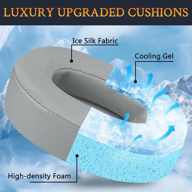 Alt view image 4 of 6 - Cooling Gel Replacement Earpads for JBL E55BT(E55 BT) Over-Ear Wireless Headphones, Ear Pads Cushions with Noise Isolation Foam - Grey
