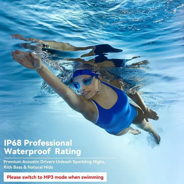 Alt view image 3 of 6 - Soft Liquid Silicone Bone Conduction Swimming Headphones Underwater,IPX8 Waterproof Earbuds,Open Ear Swim Headphone with Skin-Friendly Silicone/Built-in 32G MP3-Player Earphones for Swim-Beige Orange