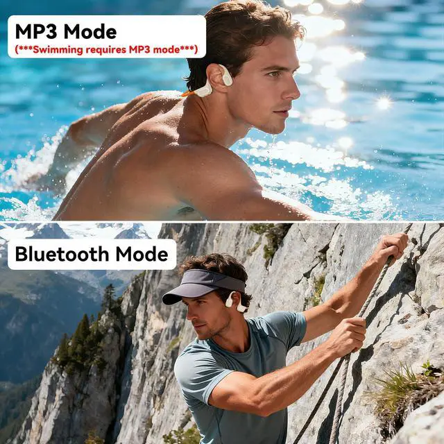 Alt view image 4 of 6 - Soft Liquid Silicone Bone Conduction Swimming Headphones Underwater,IPX8 Waterproof Earbuds,Open Ear Swim Headphone with Skin-Friendly Silicone/Built-in 32G MP3-Player Earphones for Swim-Beige Orange