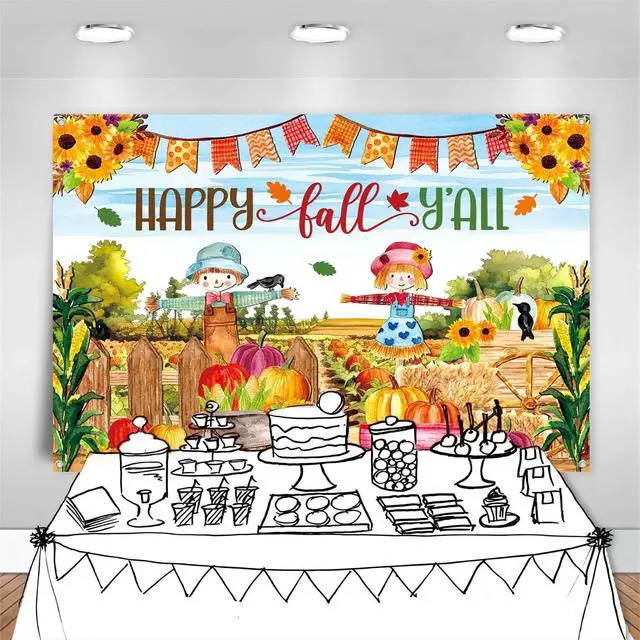 Alt view image 5 of 7 - Fall Pumpkin Patch Backdrop Banner Large Happy Fall Backdrop Banners for Inside Outside Kids Autumn Harvest Pumpkin Patch Party Decorations Outdoor Photography Background 7x5 ft