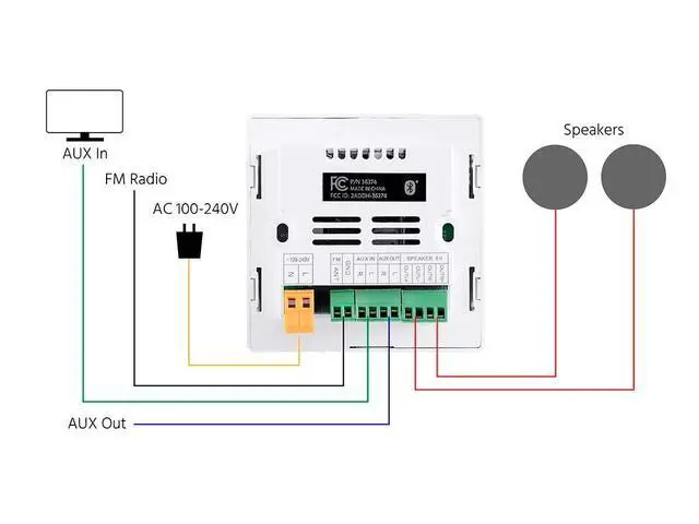 Alt view image 5 of 6 - Commercial Audio Wall Mount Music Amplifier - with Bluetooth, Aux, FM, and IR Remote, White