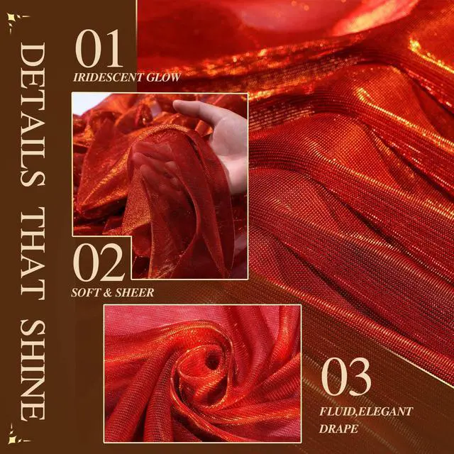 Alt view image 2 of 7 - Wedding Arch Draping Fabric 28" x19FT Burnt Maple Shimmery Sheer Fabric Drapes 2 Panels Arch Backdrop Curtains for Wedding Decor Ceremony Birthday Party Baby Shower Home Decoration