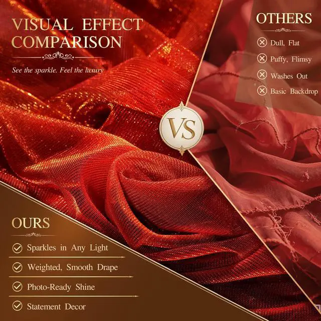 Alt view image 3 of 7 - Wedding Arch Draping Fabric 28" x19FT Burnt Maple Shimmery Sheer Fabric Drapes 2 Panels Arch Backdrop Curtains for Wedding Decor Ceremony Birthday Party Baby Shower Home Decoration