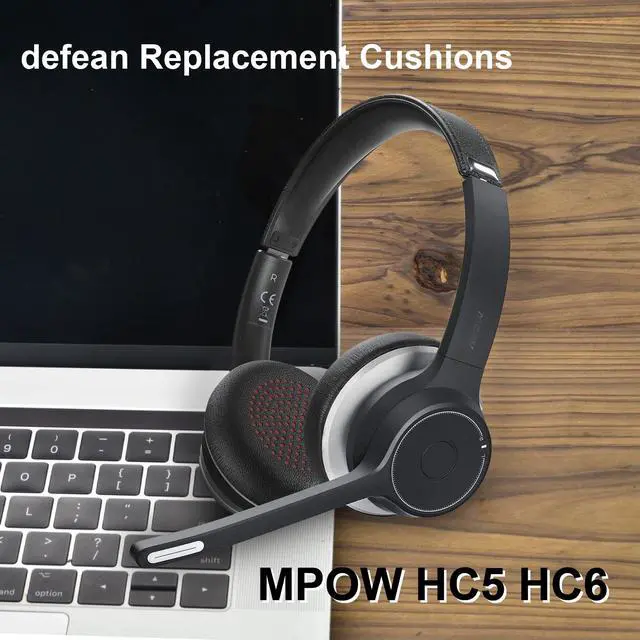 Alt view image 7 of 7 - HC5 HC6 Ear Pads - Replacement Ear Cushion Cover Compatible with MPOW HC5 HC6 Noise Cancelling Headphones,Softer Leather,High-Density Noise Cancelling Foam