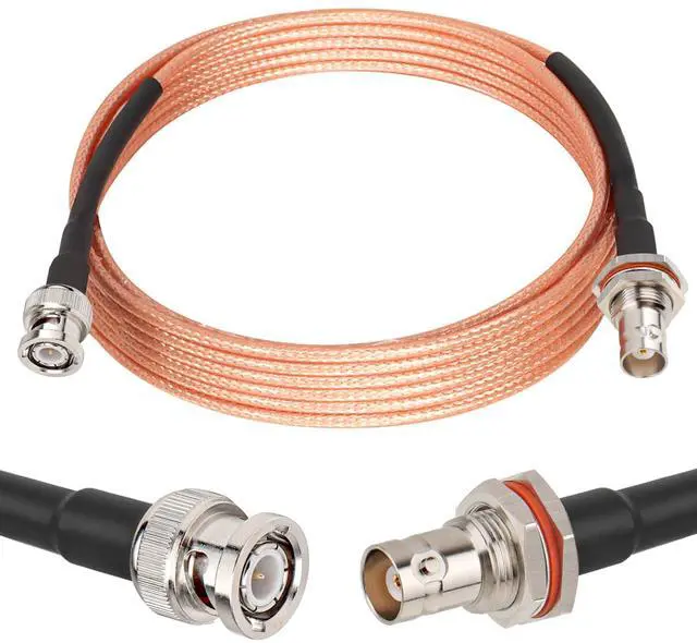 Main image of BNC Cable 15FT, 50 Ohm BNC Male to Female Bulkhead Mount RG316 Coax for Wireless Microphone System Receiver CB Radio UHF VHF Ham Radio Amateur