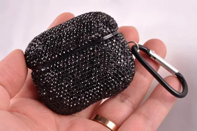 Alt view image 4 of 6 - Sparkly Case Compatible with AirPods 3rd Generation with Keychain,Shockproof Protective Premium Bling Rhinestone Cover Skin for AirPods 3 Charging Case (Black not Pro)