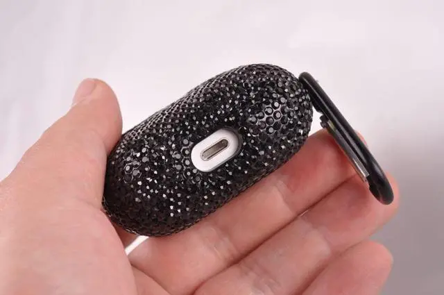 Alt view image 5 of 6 - Sparkly Case Compatible with AirPods 3rd Generation with Keychain,Shockproof Protective Premium Bling Rhinestone Cover Skin for AirPods 3 Charging Case (Black not Pro)