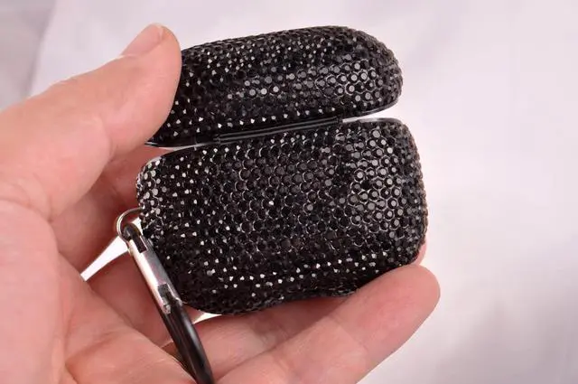 Alt view image 6 of 6 - Sparkly Case Compatible with AirPods 3rd Generation with Keychain,Shockproof Protective Premium Bling Rhinestone Cover Skin for AirPods 3 Charging Case (Black not Pro)