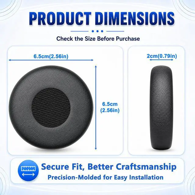 Alt view image 6 of 7 - Replacement Ear Pads for Jabra Evolve 75(75UC 75MS 75SE) On-Ear Wireless Headphone, Ear Cups Cover, Soft LeatherMemory Foam Headset Cushions-Black (Do not fit Jabra Evolve2 75)