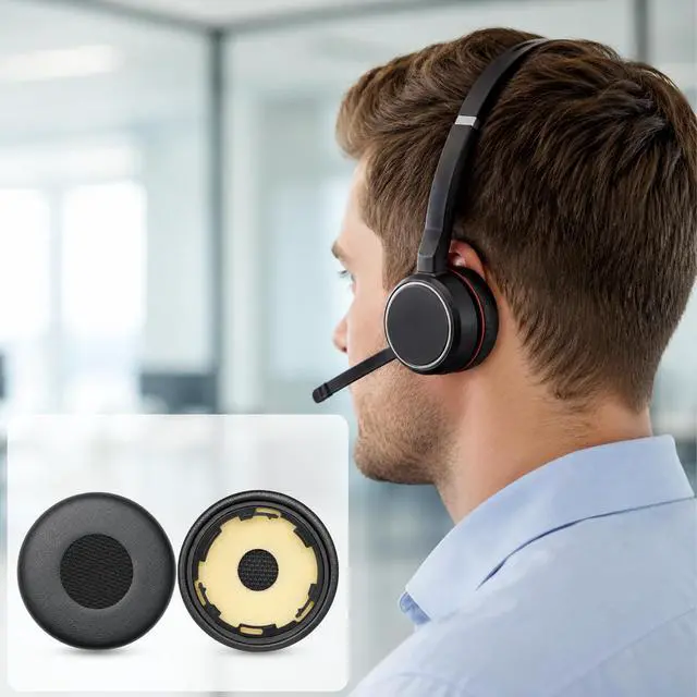 Alt view image 7 of 7 - Replacement Ear Pads for Jabra Evolve 75(75UC 75MS 75SE) On-Ear Wireless Headphone, Ear Cups Cover, Soft LeatherMemory Foam Headset Cushions-Black (Do not fit Jabra Evolve2 75)