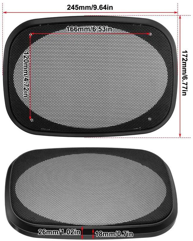 Alt view image 2 of 6 - 4 Pcs 6 x 9 Inch Speaker Grills Covers Car Speaker Cover Audio Guard Woofer Metal Grille Subwoofer Protector Plastic Frame with Metal Mesh