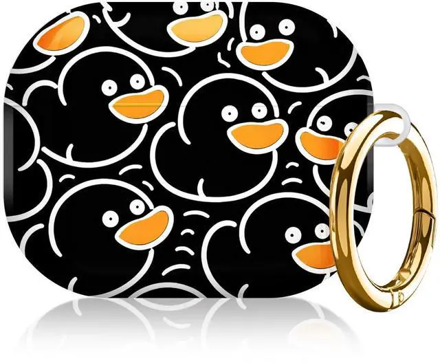 Main image of Compatible with AirPod Pro 3rd Gen(2025) Case,Protective Case for AirPod Pro 3rd Gen, Shockproof with Carabiner, Wireless Charging Compatible for Women Men(Black Ducks)