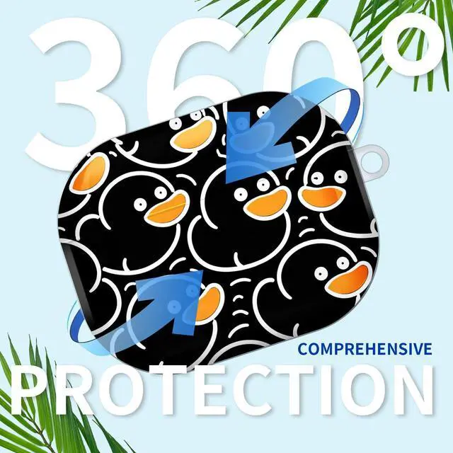 Alt view image 6 of 7 - Compatible with AirPod Pro 3rd Gen(2025) Case,Protective Case for AirPod Pro 3rd Gen, Shockproof with Carabiner, Wireless Charging Compatible for Women Men(Black Ducks)