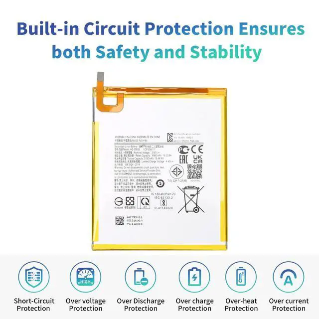 Alt view image 3 of 6 - HQ-3565N HQ-3565S Battery Compatible with Galaxy Tab A7 Lite A7 Lite 8.7" 2021 SM-T220 SM-T225 SM-T225C SM-T225N Series 3.82V 19.48Wh 5100mAh with Tools