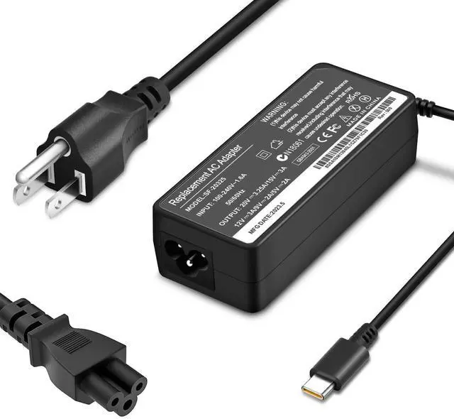 Main image of 65W USB-C Laptop Charger,Compatible with Lenovo Thinkpad Chromebook ADLX65YCC3A/ADLX65YDC2A & Dell,HP,Asus,Acer...All Type-C Series Power Adapter