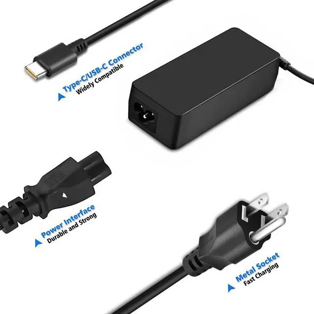 Alt view image 6 of 6 - 65W USB-C Laptop Charger,Compatible with Lenovo Thinkpad Chromebook ADLX65YCC3A/ADLX65YDC2A & Dell,HP,Asus,Acer...All Type-C Series Power Adapter