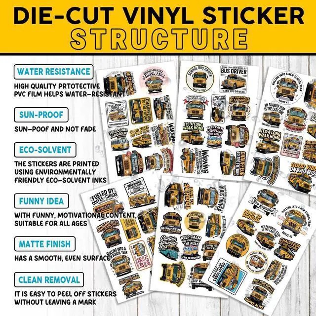 Alt view image 5 of 7 - (1.5-2.5 Inch) 60Pcs School Bus Driver Stickers Pack, Funny Back to School | Decals Waterproof Vinyl for Laptop Water Bottle Phone Notebook Gifts for Drivers Teachers Kids