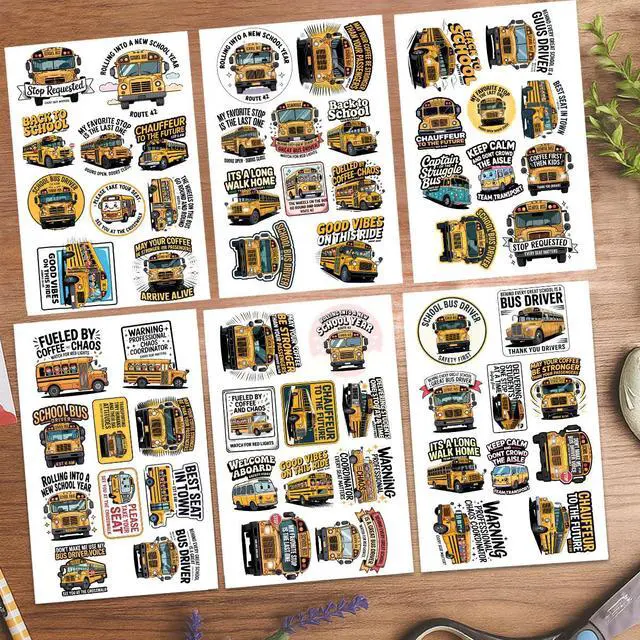 Alt view image 2 of 7 - (1.5-2.5 Inch) 60Pcs School Bus Driver Stickers Pack, Funny Back to School | Decals Waterproof Vinyl for Laptop Water Bottle Phone Notebook Gifts for Drivers Teachers Kids