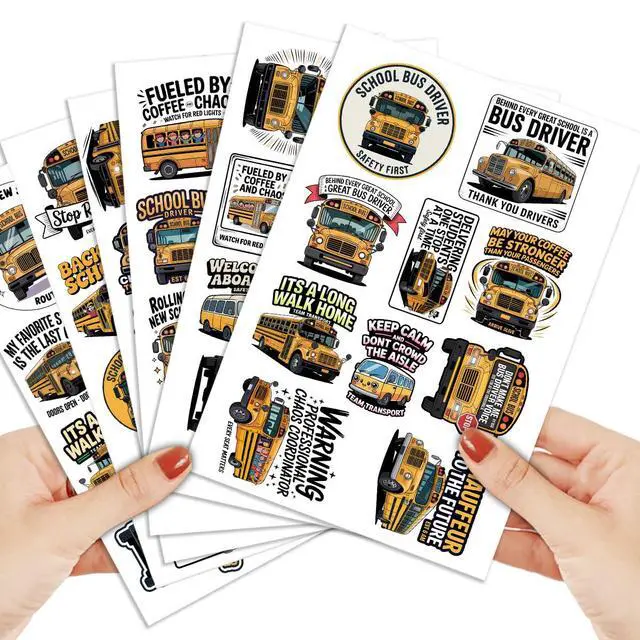 Alt view image 3 of 7 - (1.5-2.5 Inch) 60Pcs School Bus Driver Stickers Pack, Funny Back to School | Decals Waterproof Vinyl for Laptop Water Bottle Phone Notebook Gifts for Drivers Teachers Kids
