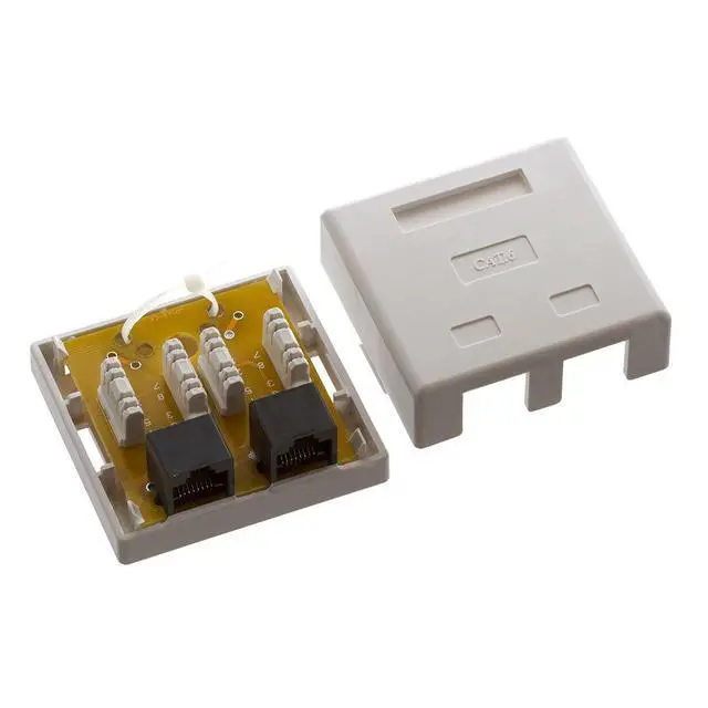 Alt view image 3 of 4 - 2 Port Cat6 Surface Mount Box, RJ45 Cat6 Dual Port Surface Mount Box for Ethernet Cables, Screws and Double-Side