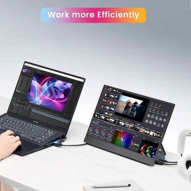 Alt view image 4 of 7 - 16" Portable Monitor 144Hz, 1920x1200 16:10 IPS Laptop Monitor | Kickstand Ultra Slim External Second Screen for Laptop PC Phone PS5 Xbox