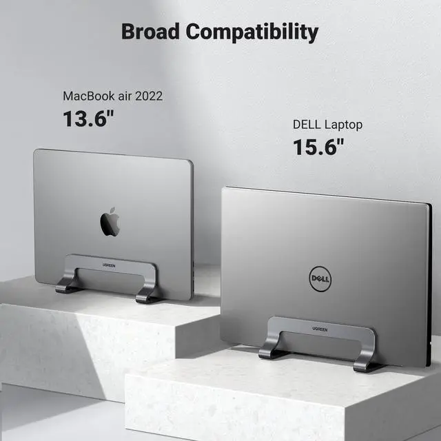 Alt view image 7 of 7 - Vertical Laptop Stand Holder for Desk Bundle, Gray and Silver