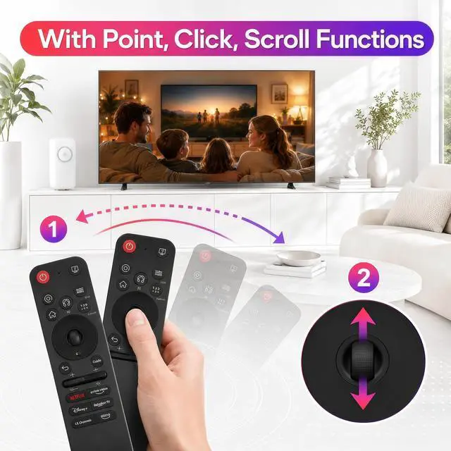 Alt view image 6 of 6 - Magic Remote Replacement for LG Smart TV with Voice Control & Air Mouse Pointer, Compatible with 2019-2025 LG OLED QNED NanoCell 4K 8K TV Replaces AN-MR25GA AN-MR24GA AN-MR23GA AN-MR20GA