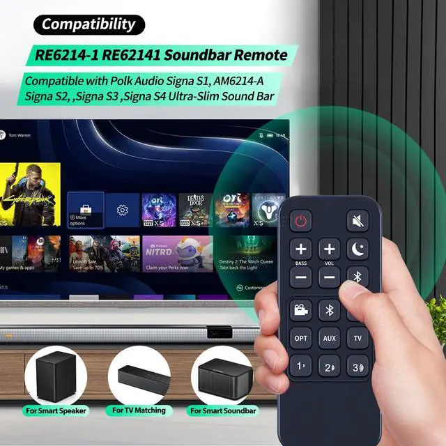 Alt view image 2 of 7 - RE6214-1 RE62141 RTRE62141 Remote Replaced for Polk Audio Signa S1, AM6214-A Signa S2,Signa S3,Signa S4 Ultra-Slim Sound Bar