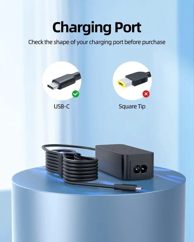 Alt view image 3 of 6 - 45W USB C Charger Fit for Lenovo ADLX45YDC3D ADLX45YLC3D ADLX45YLC2D ADLX45YDC2D ADLX45UDCU2A ADLX45YCC3D ADLX45YLC3A ADLX45UDCI2A ADLX45YCC2D ADLX45YLC2A ADLX45YAC3A ADLX45UDCC2A Laptop