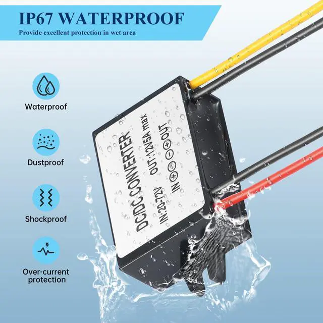 Alt view image 5 of 7 - IP67 Waterproof DC-DC Converter 17-72V to 12V 5A 60W - Voltage Regulator for Trucks, Tractors, Solar Systems (Dust/Shock Proof)
