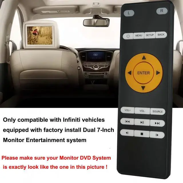 Alt view image 2 of 7 - Replacement Remote Control for Infiniti QX80 Rear Entertainment DVD 2014 2015 2016 2017 2018 2019 2020 2021