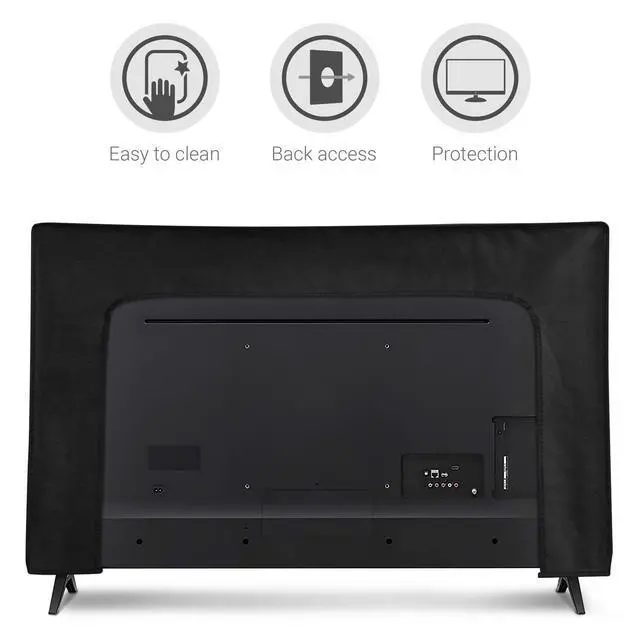 Alt view image 4 of 6 - Indoor 43" TV Cover Television Dust Cover Screen Protector TV Screen Dust Protection Synthetic Fabric White/Black