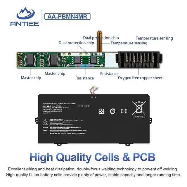 Alt view image 4 of 7 - AA-PBMN4MR Laptop Battery for Samsung Galaxy Book Pro 360 NP930XDB NP935XDB | NP930XED NP930QDB NP930QED NP950QED NP940XFG NP934QED-KA1DE NT930QED-K71A NP930XDB-KD1US NP935XDB-KC2DE BA43-00397 15.44V