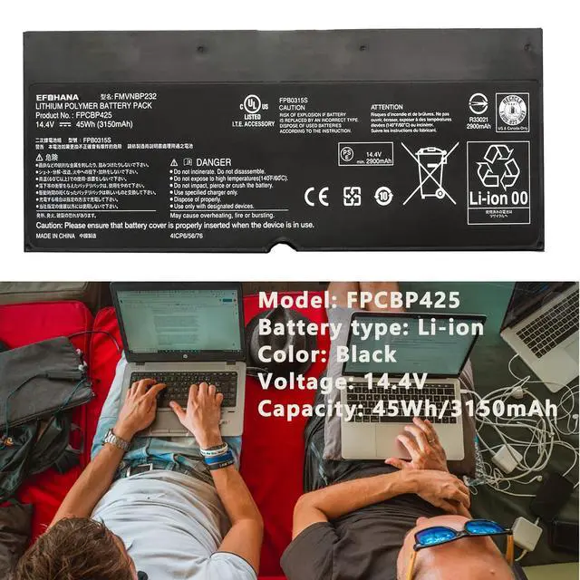 Alt view image 2 of 7 - FPCBP425 FMVNBP232 FPB0315S FPCBP425AP Laptop Battery Replacement for Fujitsu LifeBook T904 T935 T936 U745 14.4V 45Wh 3150mAh