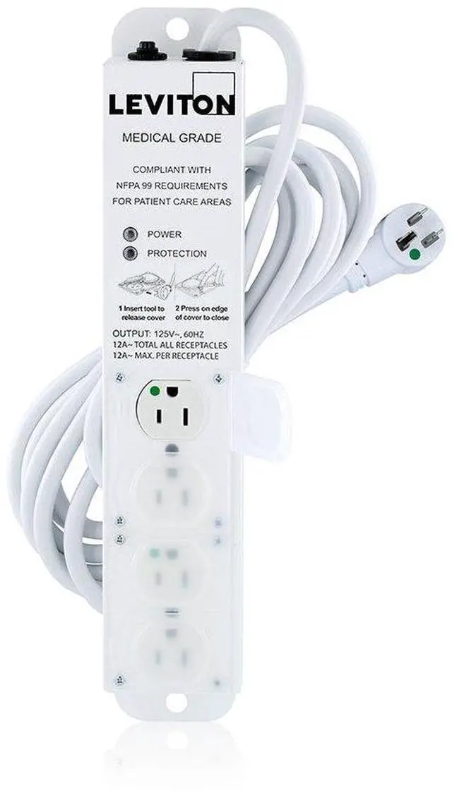 Main image of Medical Grade Surge Protective Power Strip, 15-Amp, 125-Volt, 4-Outlets, 15-Feet Cord Length, 5304M-1S5